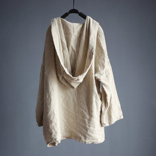 Men's Plus Size Linen Hooded Coat